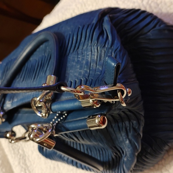 Coach Madison Rhodium (dark blue) gathered leather satchel 2012. EUC. Preloved - Picture 7 of 13